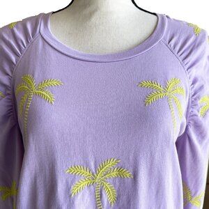 Lilly Pulitzer Aldean Long Sleeve Shirt Size M Purple Lilac Chartreuse Palm Tree